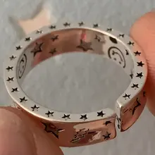 Anillo abierto con cara llorona para mujer, sortija ajustable de Color plateado antiguo, diseño geométrico, con caras y lágrimas