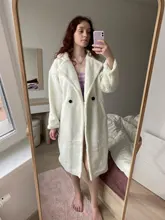 Abrigo de piel de imitación de conejo para mujer, abrigo largo de piel de tapeta holgada, abrigo grueso y cálido de talla grande, abrigos de felpa para invierno