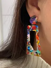 Pendientes de Clip para mujer, aretes de leopardo acrílico largo cuadrado geométrico circular sin Piercing, Clips para las orejas