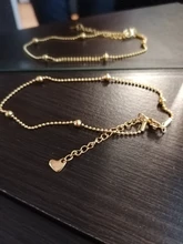 Tobillera de acero inoxidable para hombre y mujer, pulsera de tobillo Simple dorada con pie, cadena de pierna, regalo de joyería, 23,5 cm - 22cm de largo, 1 ud.