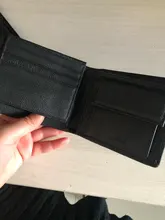 Billetera de cuero genuino para hombre, billetera de 100%, producto prémium, corta, negra, Cuero de vaca Real