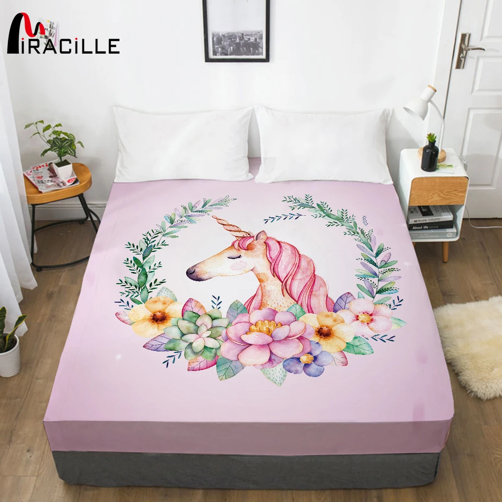 Miracille Colorful Unicorn Mattress Protector Cover Soft Printing Bedspread Solid Fitted Bed Sheets with Elastic Band
Miracille Colorful Unicorn Mattress Protector Cover Soft Printing Bedspread Solid Fitted Bed Sheets with Elastic Band