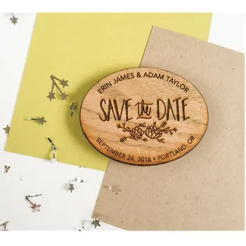 Wood save the date Magnet, custom wooden party favor magnets, Rustic Simple Wedding invitation, baptism decor, baby shower gift