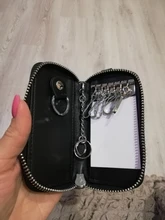 LLavero de cuero dividido de vaca para hombre y mujer, bolsa organizadora para llaves de coche, billetera pequeña multifuncional, Mini monedero