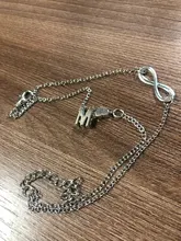 Modyle-tobillera plateada Vintage para mujer, brazalete con colgante bohemio de corazón con letras, joyería de tobillo infinito para mujer