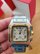 Reloj de cuarzo clásico para hombre, cronógrafo cuadrado de marca superior, con esfera de acero inoxidable, de lujo