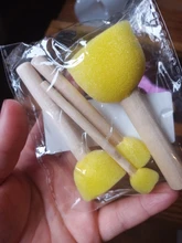 Chico brocha de esponja para pintura, pintura Original con mango de madera, Graffiti, juguete temprano, suministros de arte DIY, regalos, 4 unidades