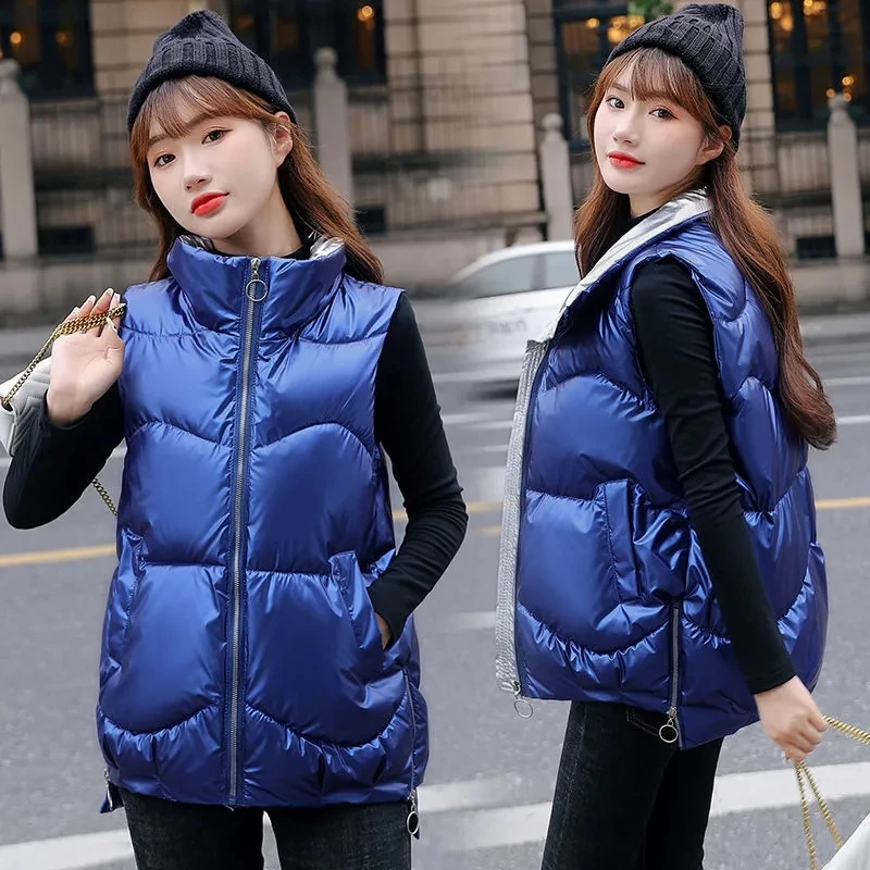 

2023 New Autumn/Winter Short Down Cotton Coat Stand-up Collar Women Jacket Korean Wild Plus Size Vest Women Wear Loose Waistcoat