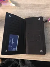 Cartera larga de lujo con cremallera para Hombre, tarjetero de cuero, Billetera Masculina