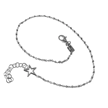 Anklet bracelet Sterling silver chain 925m 23cm. Combined square end star openwork carabiner
Anklet bracelet Sterling silver chain 925m 23cm. Combined square end star openwork carabiner