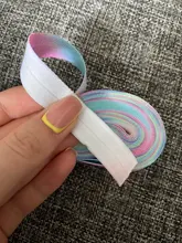 BRISTLEGRASS 5 Yard 5/8 15mm Pastel Rainbow Print FOE Fold Over Elastics Spandex Satin