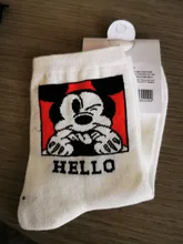 Disney-Calcetines transpirables con diseño de expresión de Mickey para mujer, medias de color sólido, para adulto, fresco y divertido, 1 par