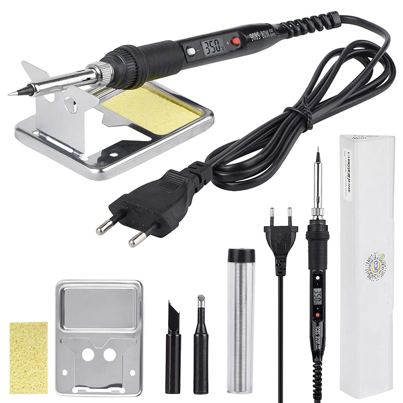 JCD 80W Soldering Iron 220V 110V US/EU Plug LCD Adjustable Temperature Welding Repair Tool Ceramic Heat Soldering Iron Tips kits
JCD 80W Soldering Iron 220V 110V US/EU Plug LCD Adjustable Temperature Welding Repair Tool Ceramic Heat Soldering Iron Tips kits