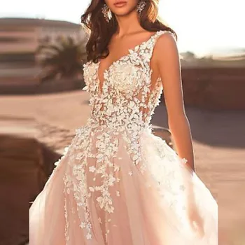 V-Neck Lace Appliques A-Line Wedding Dresses Pink Garden Fashion Bridal Gowns Custom Made Formal Long Robe De Mariee Formal
V-Neck Lace Appliques A-Line Wedding Dresses Pink Garden Fashion Bridal Gowns Custom Made Formal Long Robe De Mariee Formal