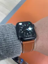 Correa de cuero genuino para Apple Watch, Correa con cierre de mariposa para iWatch de 44mm, 40mm, 42 y 38