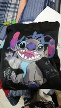 Sudaderas con capucha de Stitch de Disney para mujer, suéteres Harajuku, Tops Kawaii informales con cuello redondo, Sudadera con capucha con estampado de Ángel de manga larga