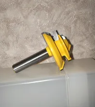 1Pc de 45 grados de bloqueo de broca para ranuradora de inglete 6mm 1/4 mango madera Tenon herramienta de corte de fresado perforación fresado para madera aleación de carburo