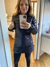 Mujer Chaquetas de pato de invierno de talla grande ultraligero con capucha abrigo mujer portátil Parkas largas acolchado abrigo globo 6XL 7XL