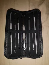 7 unids/bolsa herramienta removedor de la espinilla de la piel de la cara, herramientas para el cuidado de lugar Comedone acné aguja Clip grano pinzas mancha Extractor + bolsa