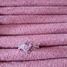 Modyle-anillos de boda con corazón para mujer, Color plata, cristal rosa, circonita elegante de lujo, anillos joyas regalos de compromiso