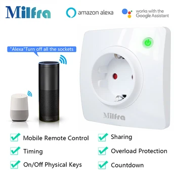 Milfra Single Smart Socket,EUR 16A,with Energy Monitor Function,voice and mobile app remote control,Works with Alexa,Google home
Milfra Single Smart Socket,EUR 16A,with Energy Monitor Function,voice and mobile app remote control,Works with Alexa,Google home