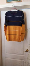 Jersey informal para hombre, Jersey de punto ajustado a rayas con cuello redondo, M-3XL de otoño e invierno, 2020