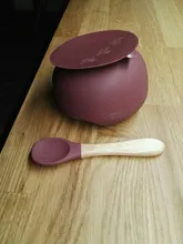 Tazón de silicona para bebé, vajilla de alimentación para bebé, tazón de succión, plato, manija de madera silicona, cuchara, juego de platos para bebé