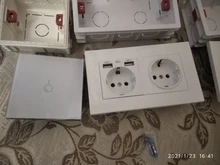 SRAN-enchufe eléctrico de pared con conexión a tierra, indicador LED oculto, enchufe doble con usb, 146x86mm