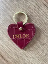 Llavero redondo de cuero Saffiano con diseño de cocodrilo y letras, llavero redondo personalizado