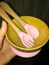 3 unids/set alimentación de bebé de la placa de la cena de alimentación vajilla con silicona succión Copa cuchara de madera de los niños de mercancías