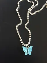 Gargantilla de mariposa acrílica deslumbrante, collar con cadena de diamantes de imitación, collar sencillo de Color blanco y negro, joyería Coreana de Animal