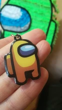 LLavero de estilo metálico con dibujos animados de AmongUs para coche, decoración para llaves, regalo de Navidad, tamaño pequeño de 4CM