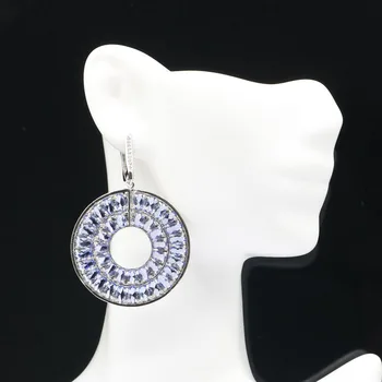 55x35mm Highly Recommend Round Created Blue Violet Tanzanite Zircon For Woman's Silver Earrings 
55x35mm Highly Recommend Round Created Blue Violet Tanzanite Zircon For Woman's Silver Earrings