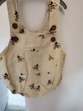 Disney-mameluco para bebé recién nacido, Mickey Mouse, sin mangas, para niños y niñas, con botón sólido, informal, con tirantes, pelele triangular