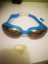 Adluts-Gafas de natación de silicona, con tapones para los oídos y clip para la nariz, electrochapado en negro/gris/azul
