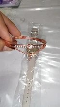 Conjunto de relojes con flores para mujer, pulsera de cuero, de cuarzo, informal, 2 uds.