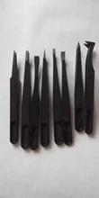 Pinzas electrónicas antiestáticas de fibra de carbono, Kit de pinzas electrónicas de plástico ESD, conjunto de herramientas de mano, 8 Uds. Reparación de PCB
