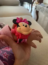 Minnie de Disney-relojes de proyección 3D para niños, figuras de anime de dibujos animados, con tapa, regalo para niñas