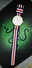 De moda reloj de cuarzo Casual Multicolor tela de Nylon correa de reloj de pulsera diseñador Simple hombres y mujeres reloj