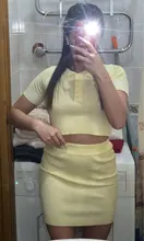 Top de manga corta con botones y falda, Conjuntos de 2 piezas, para mujer, informal, a la última moda