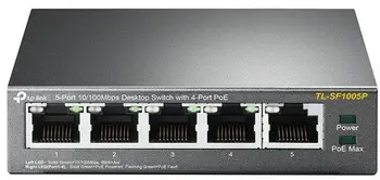Desktop Switch 5 ports 10/100Mbps 4 PoE TP Link TL-SF1005P 
Desktop Switch 5 ports 10/100Mbps 4 PoE TP Link TL-SF1005P