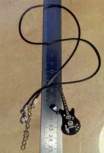 Collar de guitarra de acero inoxidable 316L para hombre, cadena de cuero, colgantes