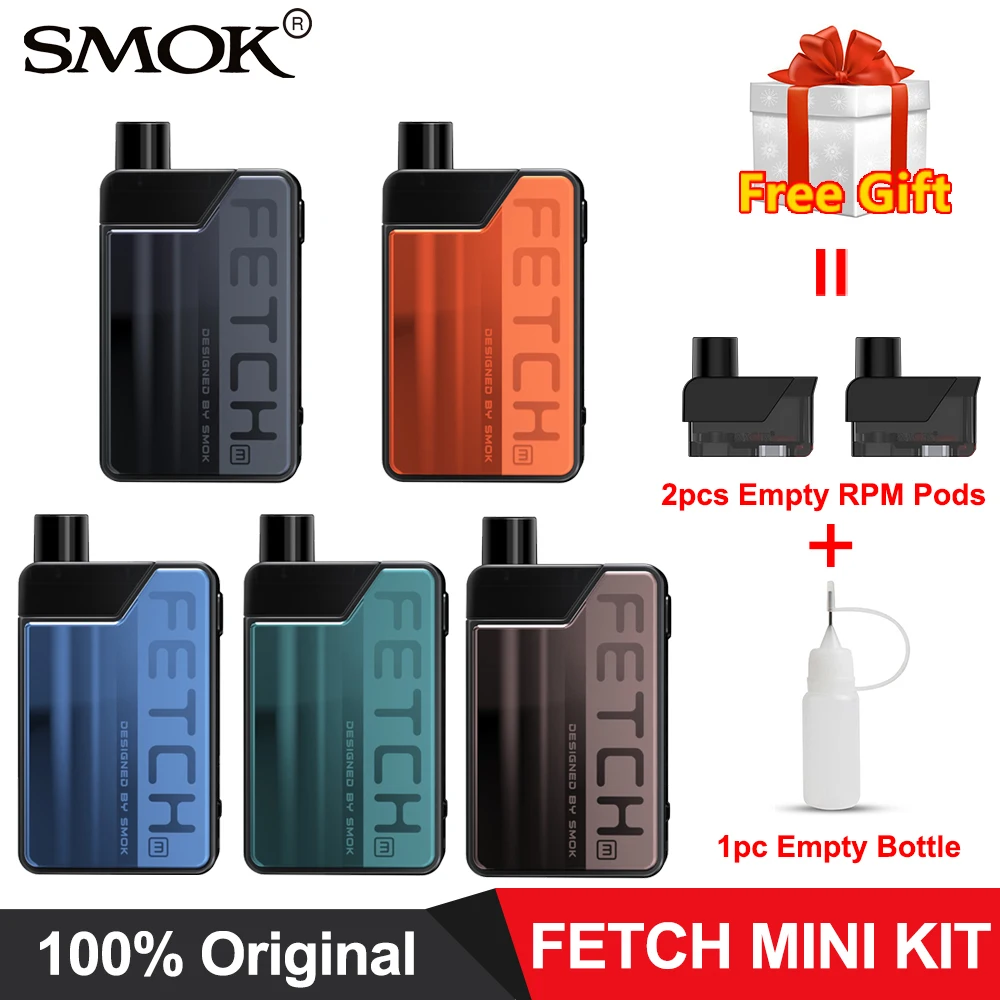 

SMOK Fetch Mini Pod Kit 40W Mod Built-in 1200mAh Battery with Refillable Pod Cartridge 0.0015s Firing IP67 Waterproof Design