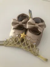 Mamá y bebé de 0-18M recién nacido bebé niña en primer lugar los caminantes zapatos de cuero de la Pu lindo arco princesa zapatos de Cumpleaños + diadema