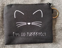 Wallet Pouch Purse Card-Holder Cat-Printing Waterproof Cute Square Zipper Small Mini