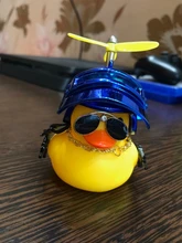 Adorno de pato de goma de juguete para coche, adorno amarillo para salpicadero de coche, con hélice