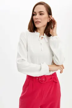 DeFacto Woman Long Sleeve Blouse Women's Spring White Blouse Women Lovely Knitted Blouse Shirts-N8427AZ20SP 
DeFacto Woman Long Sleeve Blouse Women's Spring White Blouse Women Lovely Knitted Blouse Shirts-N8427AZ20SP