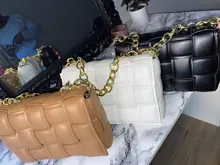 Bolso cruzado pequeño con cadena tejida para mujer, bolso de hombro de cuero de Pu de calidad de lujo, Diseño de tendencia, 2021