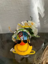 Adorno de pato de goma de juguete para coche, adorno amarillo para salpicadero de coche, con hélice