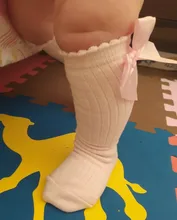 2019 nueva para niños y niñas lazo grande hasta la rodilla largo suave calcetines de algodón con lazo para bebé NIÑOS Calcetines niños calcetines meias 25